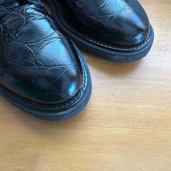 AGL Women’s Moreen Black Embossed Leather Lace-Up Combat Boot - Picture 9 of 13